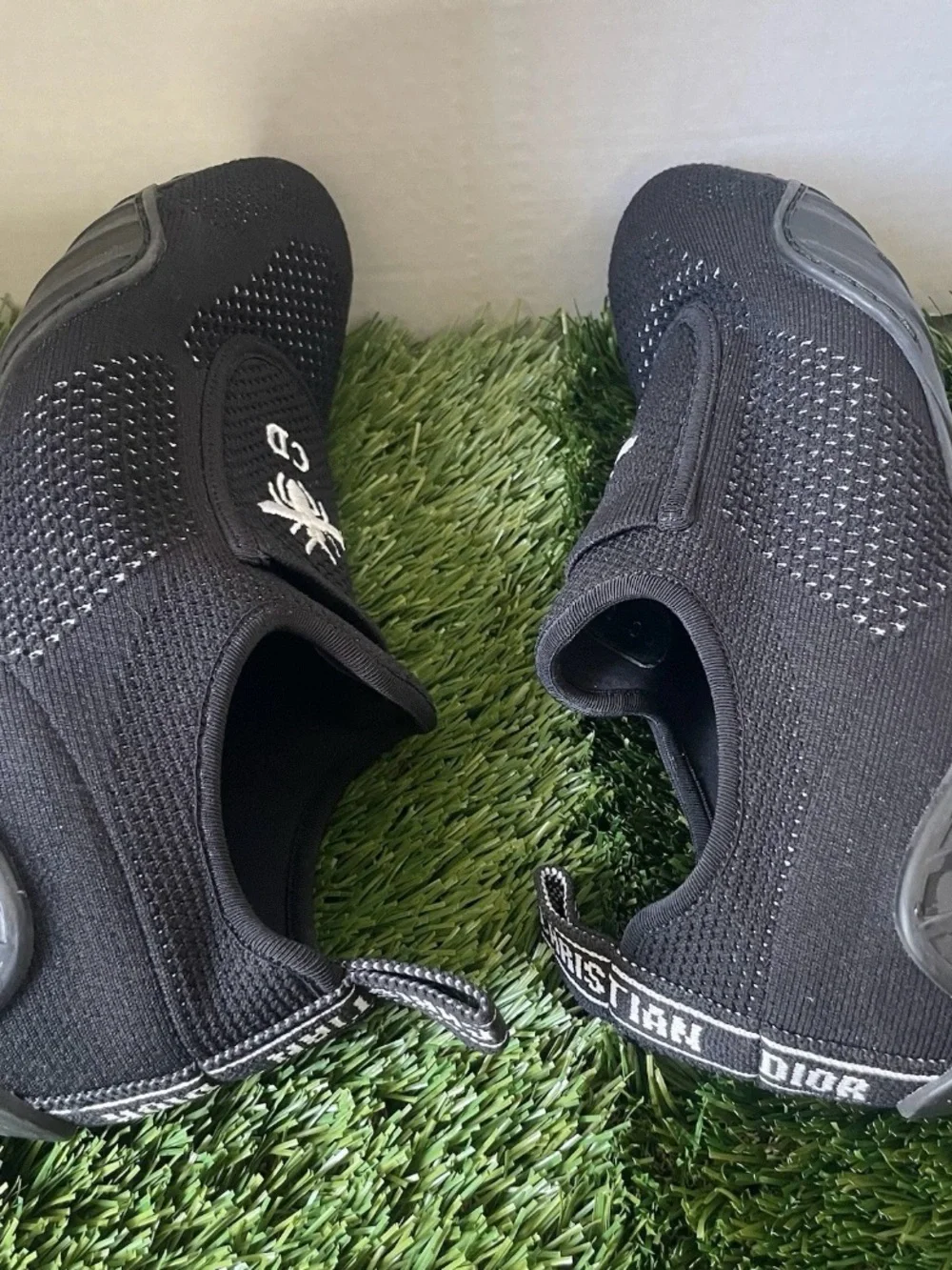 Christian Dior D-Connect Black Knit Slip On Sneakers Bee Logo EU 36.5